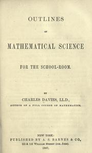 Front cover of Outlines of mathematical science for the school room by Charles Davies
