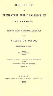 Front cover of Report on elementary public instruction in Europe by C. E. Stowe