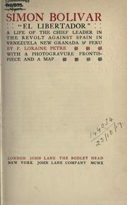 Cover of Simon Bolivar "El libertador" by F. Loraine Petre