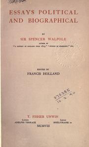 Front cover of Essays political and biographical by Sir Spencer Walpole