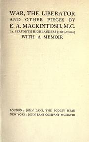 Front cover of War : the liberator, and other pieces by Mackintosh, E. A.