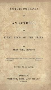 Cover of Autobiography of an actress by Anna Cora Ogden Mowatt Ritchie