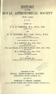 Front cover of History of the Royal Astronomical Society by J. L. E. Dreyer