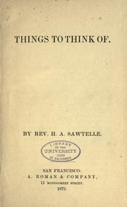 Front cover of Things to think of by H. A. Sawtelle