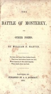 Front cover of The battle of Monterey by William F. Marvin