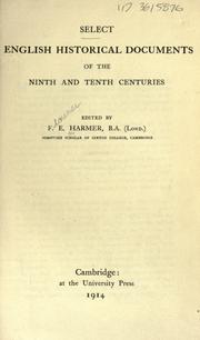 Front cover of Select English historical documents of the ninth and tenth centuries by Florence Elizabeth Harmer