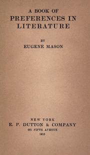 Front cover of A book of preferences in literature by Eugene Mason