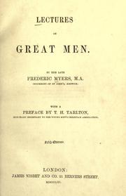 Cover of Lectures on great men by Frederic Myers