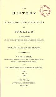 Cover of The history of the rebellion and civil wars in England by Edward Hyde, 1st Earl of Clarendon