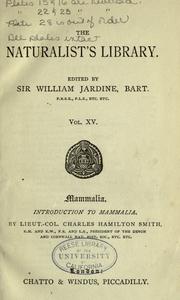 Front cover of Introduction to Mammalia by Charles Hamilton Smith