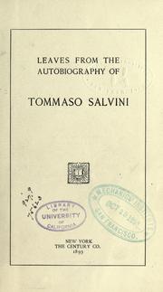 Front cover of Leaves from the autobiography of Tommaso Salvini by Tommaso Salvini