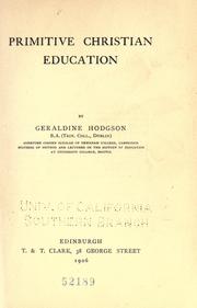 Front cover of Primitive Christian education by Geraldine Emma Hodgson