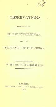 Front cover of Observations respecting the public expenditure by Rose, George