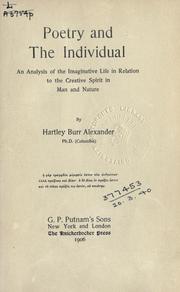 Cover of Poetry and the individual by Hartley Burr Alexander