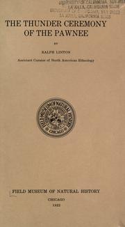 Front cover of The thunder ceremony of the Pawnee by Ralph Linton