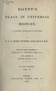 Cover of Egypt's place in universal history by Christian Karl Josias von Bunsen