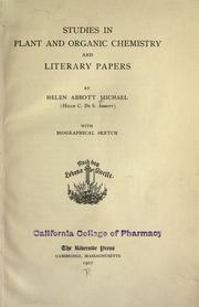 Front cover of Studies in  plant and organic chemistry by Helen Abbott Michael