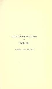 Front cover of On parliamentary government in England by Alpheus Todd
