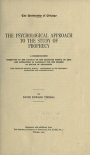 Front cover of The psychological approach to the study of prophecy by David Edward Thomas