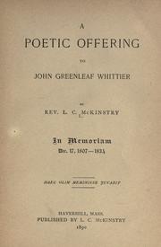 Front cover of A poetic offering to John Greenleaf Whittier by L. C. McKinstry