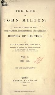 Front cover of The life of John Milton by David Masson