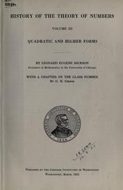 Front cover of History of the theory of numbers by Leonard E. Dickson