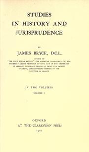 Front cover of Studies in history and jurisprudence by James Bryce
