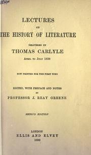 Front cover of Lectures on the history of literature, delivered by Thomas Carlyle, April to July, 1838 by Thomas Carlyle