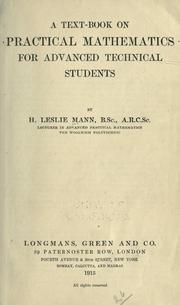 Front cover of A text-book on practical mathematics for advanced technical students by H Leslie Mann