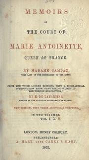 Front cover of Mémoires sur la vie privée de Marie-Antoinette by Campan Mme