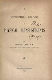 Front cover of A sophomore course in physical measurements by Elmer Reginald Drew