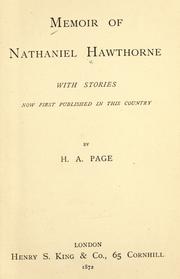 Front cover of Memoir of Nathaniel Hawthorne with stories by Nathaniel Hawthorne