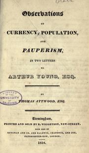 Front cover of Observations on currency, population, and pauperism by Thomas Attwood