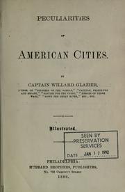 Cover of Peculiarities of American cities by Willard W. Glazier