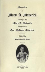 Front cover of Memoirs of Mary A. Maverick by Mary Adams Maverick
