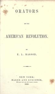 Cover of Orators of the American Revolution by Elias Lyman Magoon
