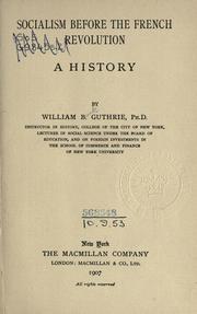 Front cover of Socialism before the French Revolution by William Buck Guthrie