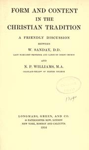 Front cover of Form and content in the Christian tradition by A. Sanday