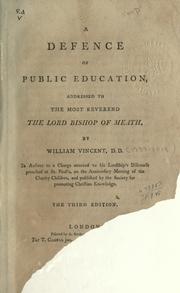 Front cover of A defence of public education by Vincent, William