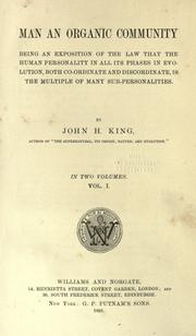 Front cover of Man an organic community by King, John H.