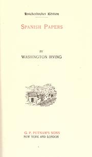 Cover of Spanish papers by Washington Irving