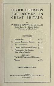 Cover of Higher education for women in Great Britain by Phoebe Sheavyn