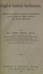 Front cover of English sanitary institutions by Sir John Simon