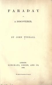 Front cover of Faraday as a discoverer by John Tyndall