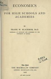 Front cover of Economics for high schools and academies by Frank Wilson Blackmar