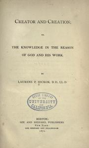 Cover of Creator and creation by Laurens Persens Hickok