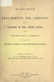 Front cover of A hand-book of requirements for admission to the colleges of the United States by Augustus Frederick Nightingale