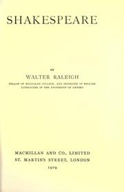Front cover of Shakespeare by Sir Walter Alexander Raleigh