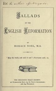 Front cover of Ballads of the English Reformation by Horace Noel