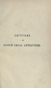 Front cover of Lectures on Scotch legal antiquities by Cosmo Nelson Innes